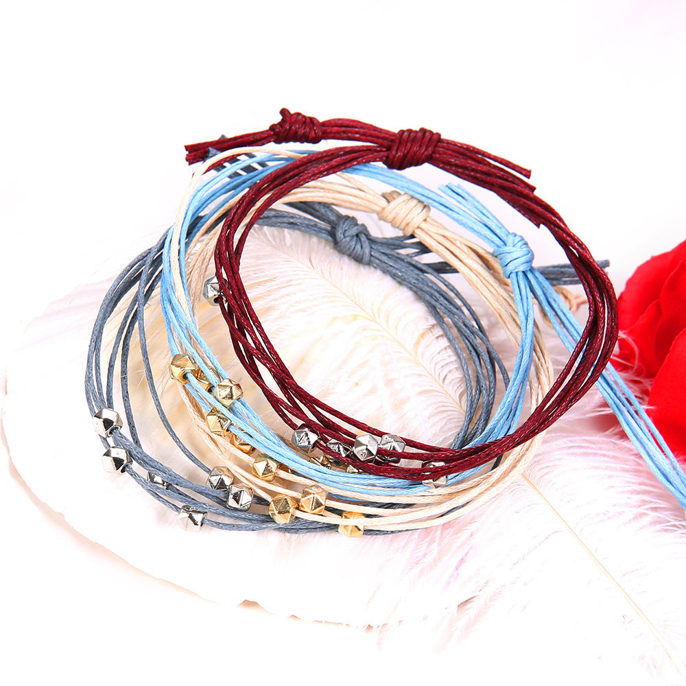 Four-color beaded woven bracelet