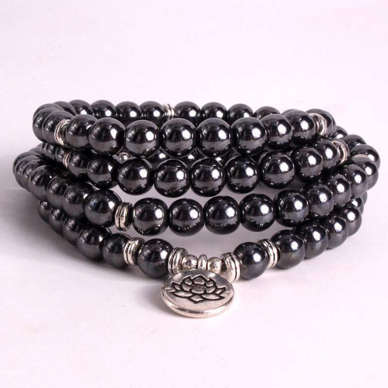 Black Gallstone 108Mala Bead Bracelet