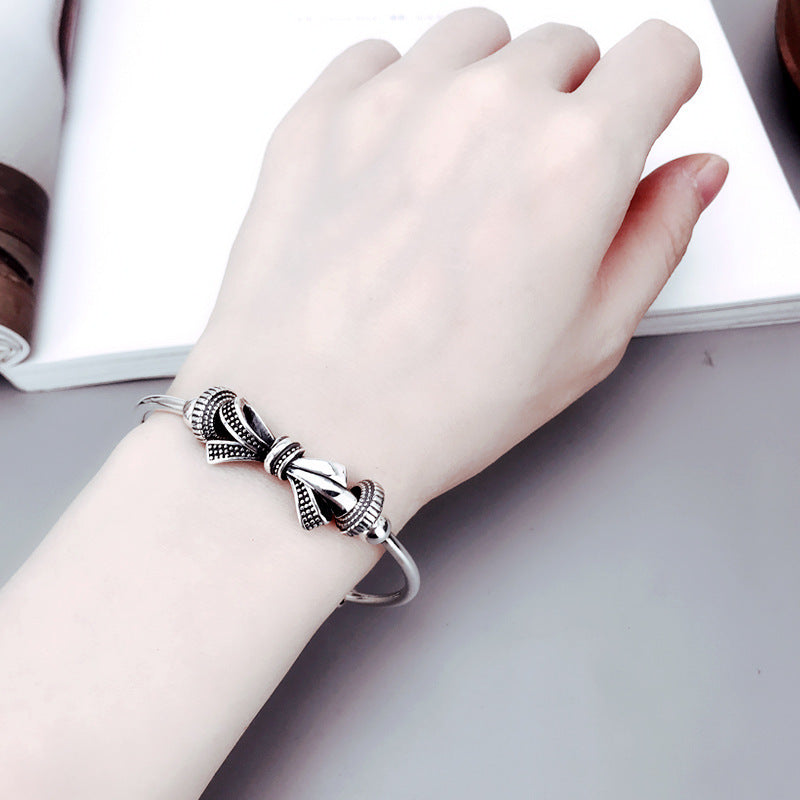 999 Sterling Silver Bow Bracelet For Women