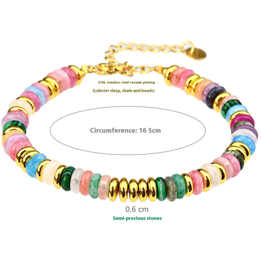 Dopamine Color Natural Stone Beaded Bracelet