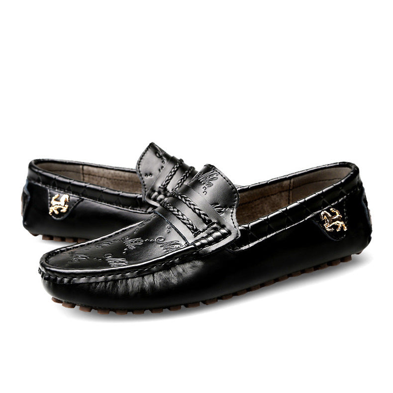 Plus Size Driving Shoes Authentic Leather Loafers Men