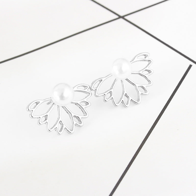 Creative Hollow Lotus Shape Full Diamond Earrings