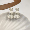 White Earrings Matte Bunny
