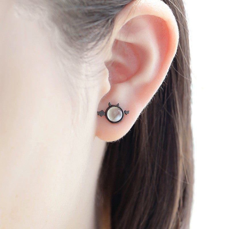 Female Devil 925 Sterling Silver Stud Earrings Mini