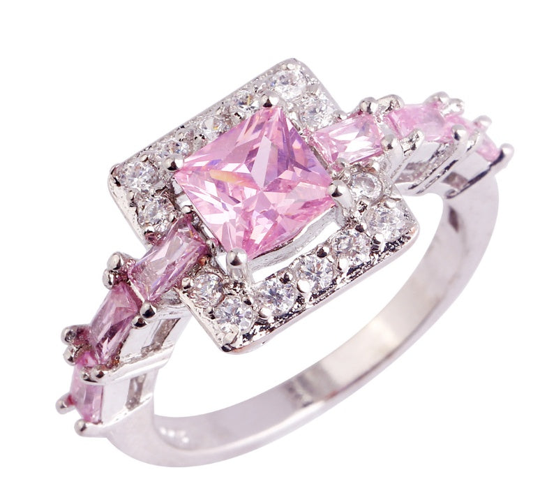 Color Zircon Ring Female Rose Gold Ring