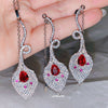 Lotus Pigeon Blood Red Zircon Tassel Earrings