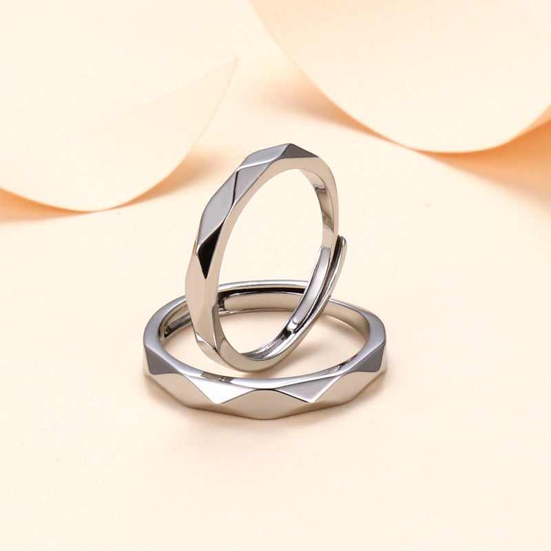 Angular Love Couple Ring Handmade Chinese Style Retro Men And Women Couple Rings