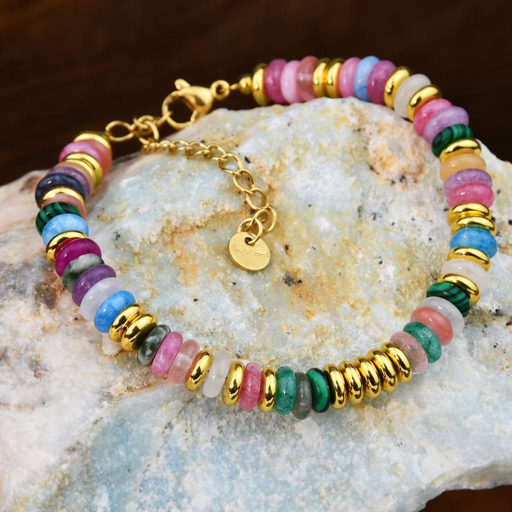 Dopamine Color Natural Stone Beaded Bracelet
