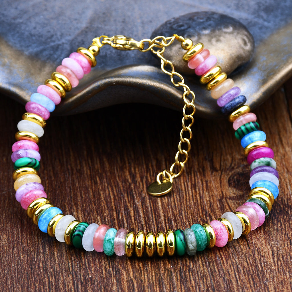 Dopamine Color Natural Stone Beaded Bracelet