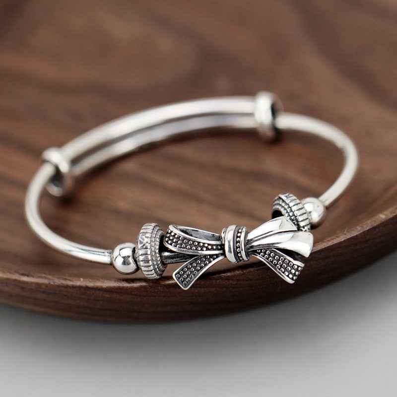 999 Sterling Silver Bow Bracelet For Women