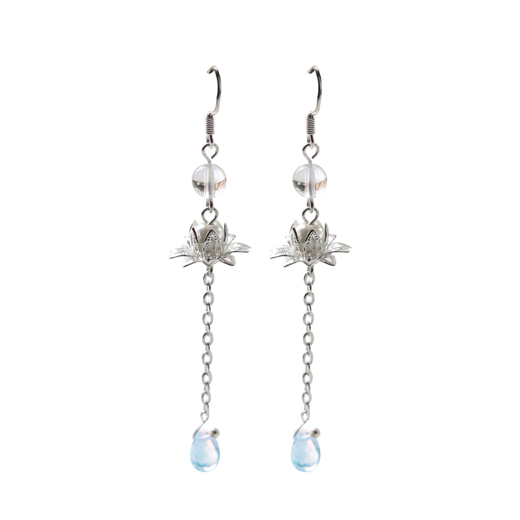 Women's Lotus Water Drop Fringe Earrings