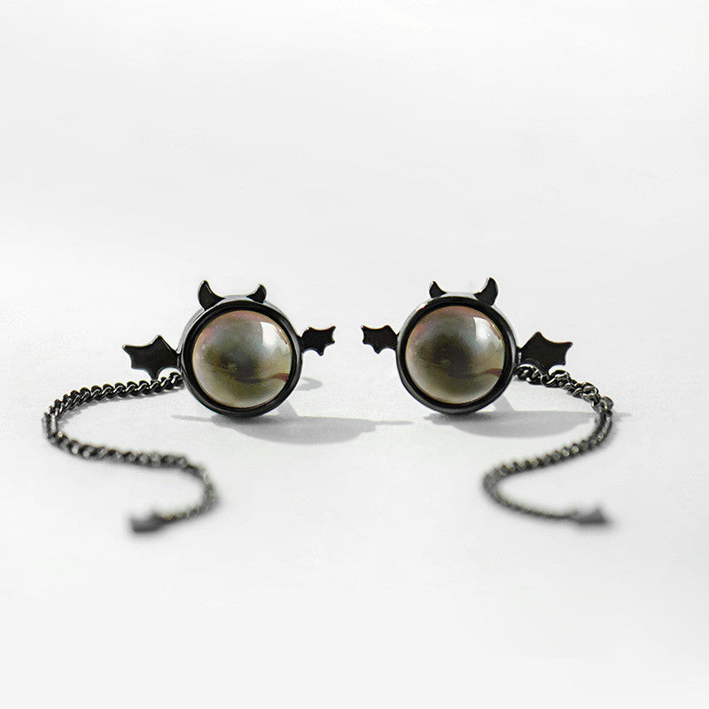 Female Devil 925 Sterling Silver Stud Earrings Mini