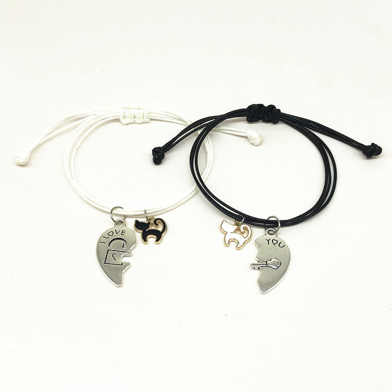 2 Sets Of Personalized Kitten Couple Bracelets