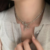 Niche Necklace Female Round Beads Bow Pendant Necklace