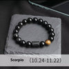 Twelve Constellation Stretch Bracelet Natural Yellow Tiger's Eye Bead Bracelets