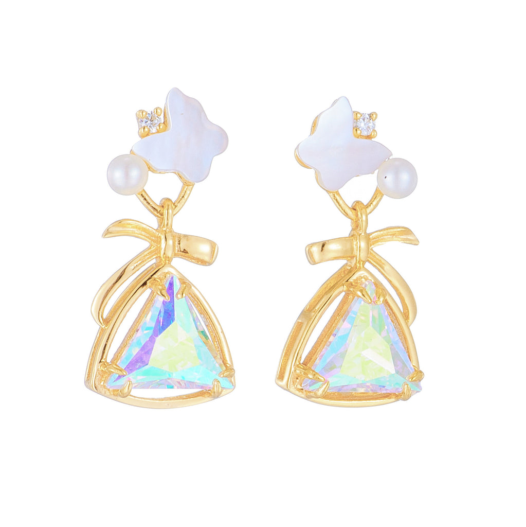 New White Shellfish Butterfly Earrings