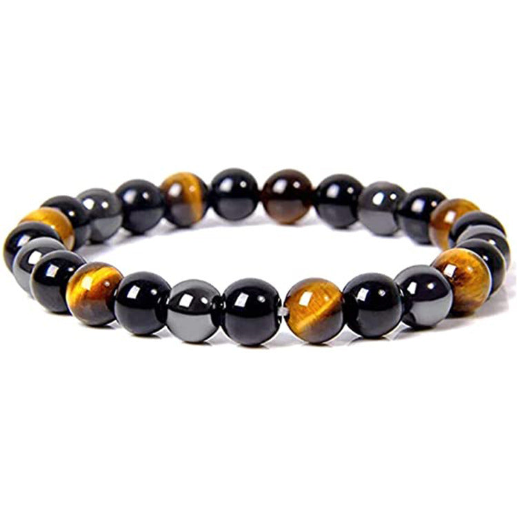 Tricolor Gem Bead Bracelets Tiger Eye Iron Ore Bracelet