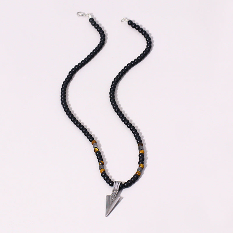 Magnet Diamond Stone Column Pendant Men's Necklace