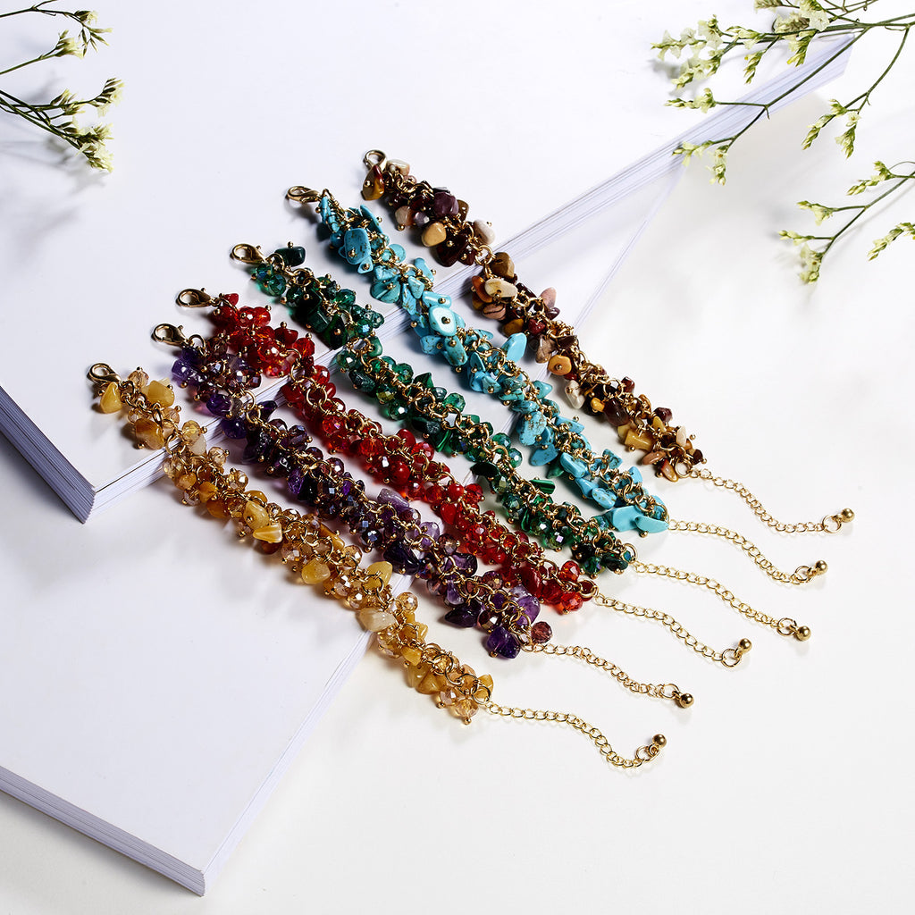 Natural 5-color Crystal Tassel Gravel Water Drop Bracelet Bracelet