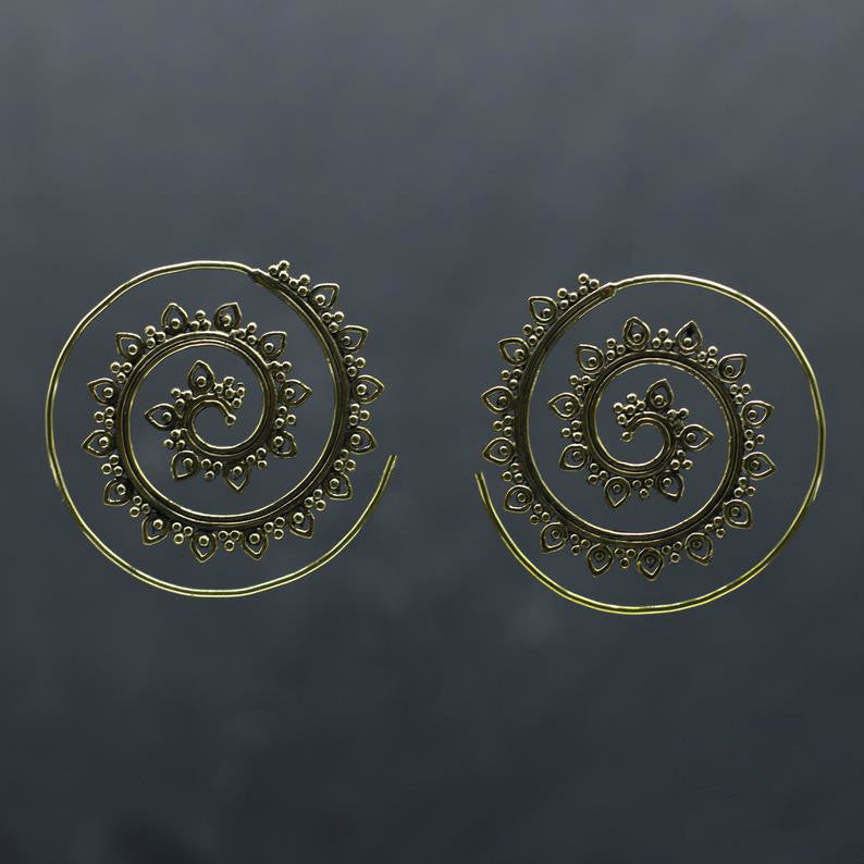Exaggerated Lotus Spiral Gear-shaped Earrings