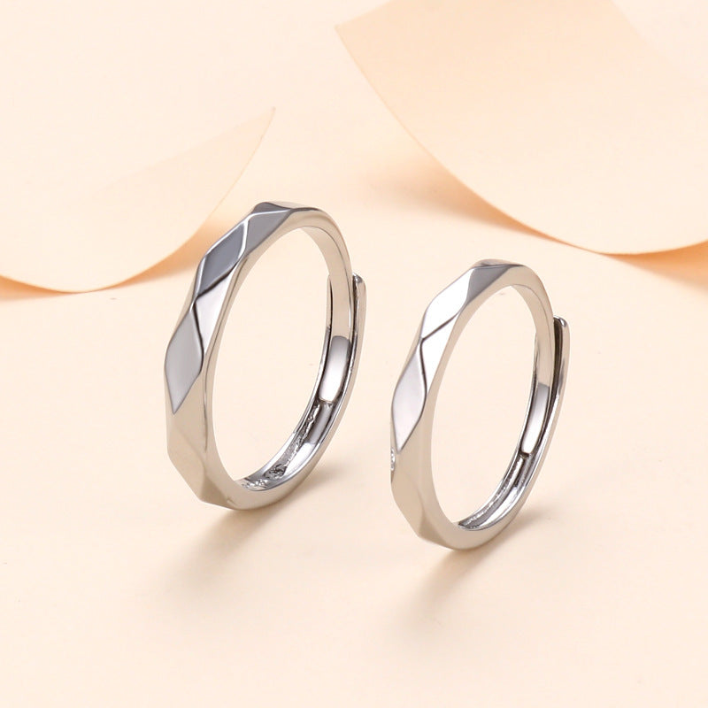 Angular Love Couple Ring Handmade Chinese Style Retro Men And Women Couple Rings