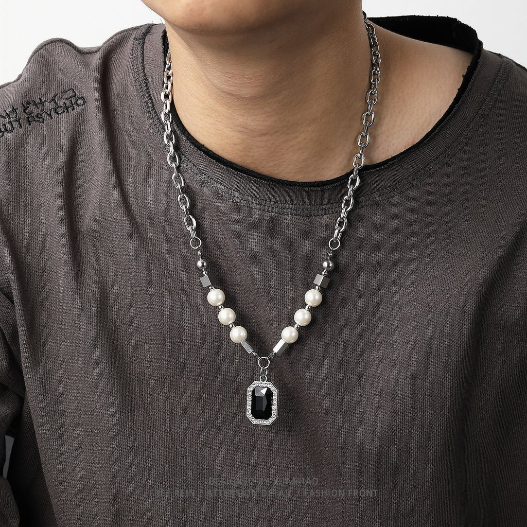 Pearl Gem And Diamond Pendant Necklace